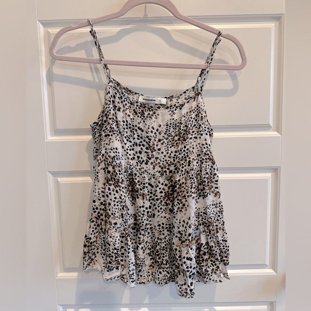 Woolworths 10 Cheetah Print Spaghetti Strap Tank Top Y2K 90s Animal Print